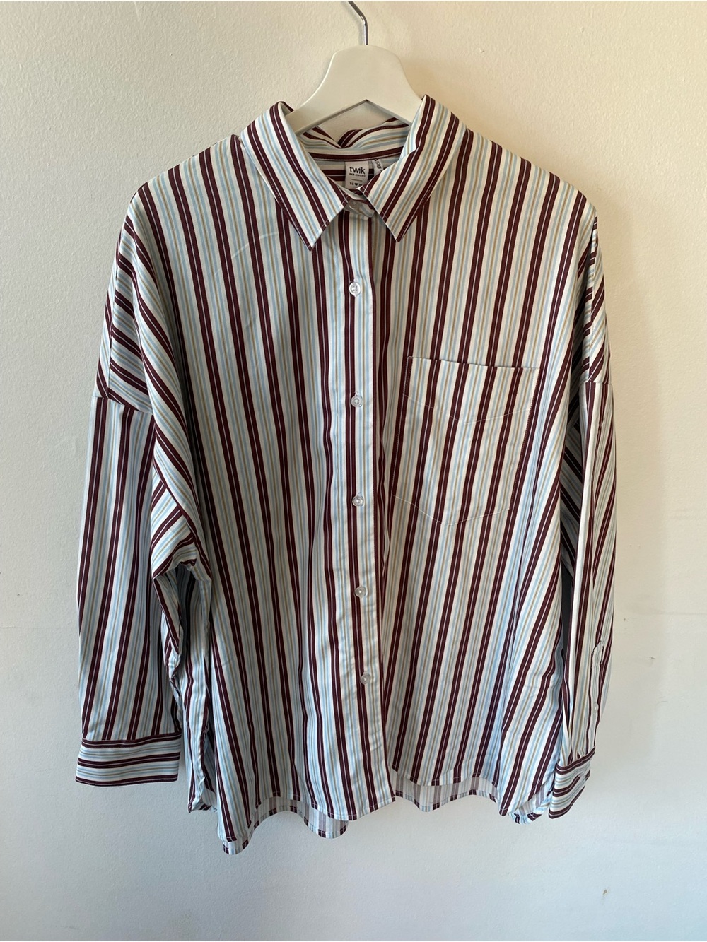 Burgundy Striped Button Down Shirt